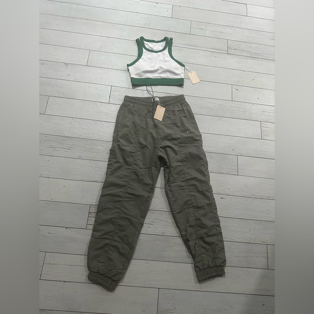 New Wilo Stylish Olive/Camo  Jogger Pants and White/green top for Women